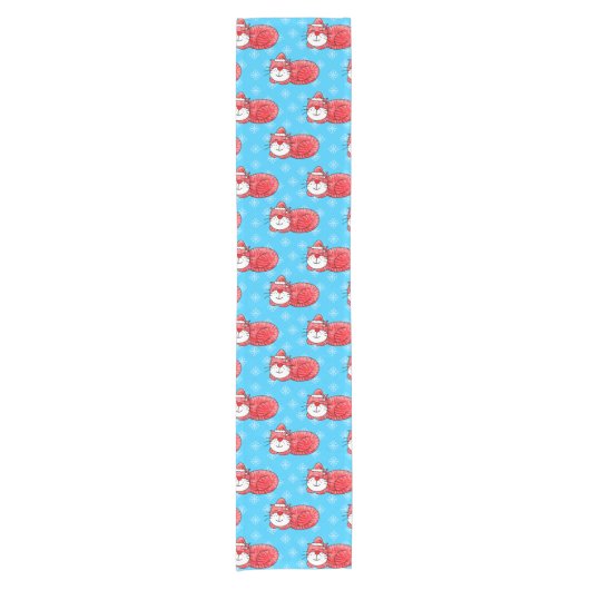 Weihnachtssleeping Cat Pattern Kurzer Tischläufer (Vorderseite)