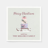 Weihnachtssleigh mit Geschenken, hellgrün Serviette (Vorderseite)