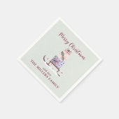 Weihnachtssleigh mit Geschenken, hellgrün Serviette (Ecke)