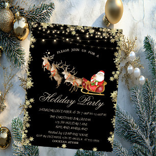 Weihnachtssleigh Rentiers Santa Claus Stars Einladung