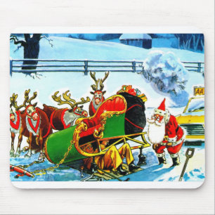 Weihnachtssleih und Rentiere Mousepad