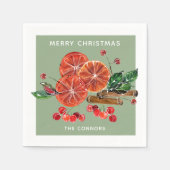 Weihnachtsslices Cinnamon Sticks Serviette (Vorderseite)