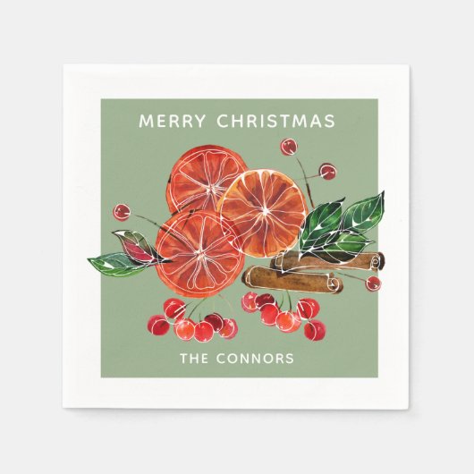 Weihnachtsslices Cinnamon Sticks Serviette (Vorderseite)