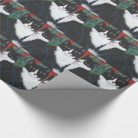 WeihnachtsSmokings-Katzen-Packpapier Geschenkpapier (Ecke)