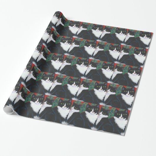 WeihnachtsSmokings-Katzen-Packpapier Geschenkpapier (Ungerollt)