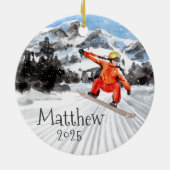 Weihnachtssnowboard Snowboarding Personalisiert Keramik Ornament (Hinten)