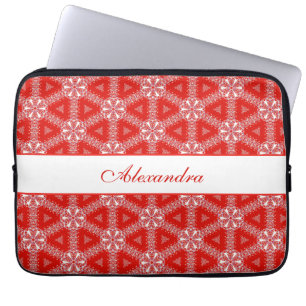 Weihnachtssnowflakes Pattern Rot Personalisiert Laptopschutzhülle