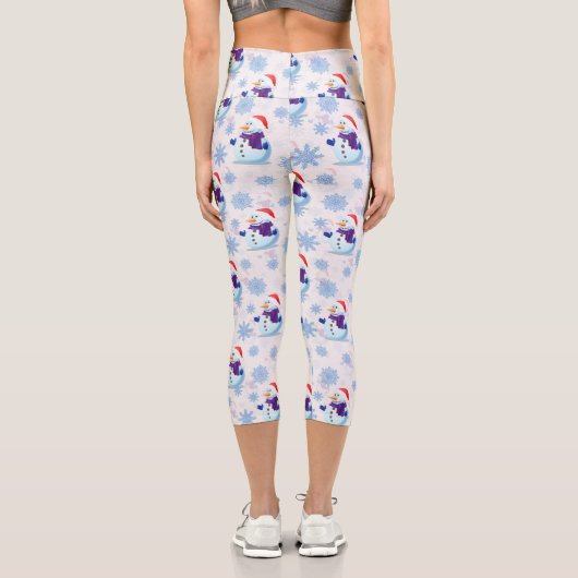 Weihnachtssnowman Surface Pattern Capri Leggings (Rückseite)