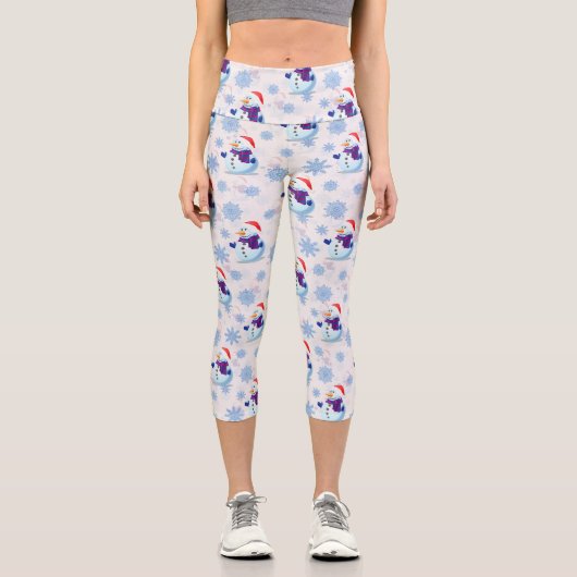 Weihnachtssnowman Surface Pattern Capri Leggings (Vorderseite)