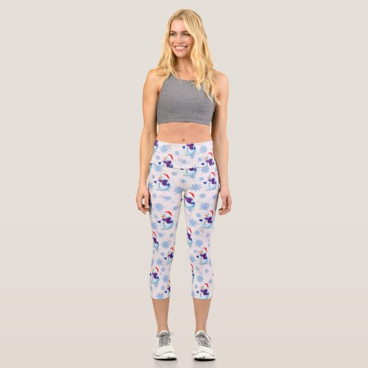 Weihnachtssnowman Surface Pattern Capri Leggings (Vorderseite)