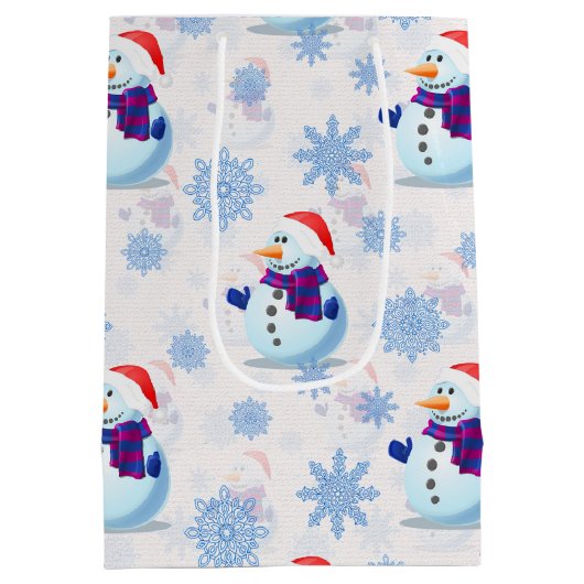 Weihnachtssnowman Surface Pattern Mittlere Geschenktüte (Rückseite)
