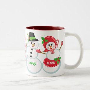 Weihnachtssnowmen-Liebe-Glaskaffee-Tasse Zweifarbige Tasse