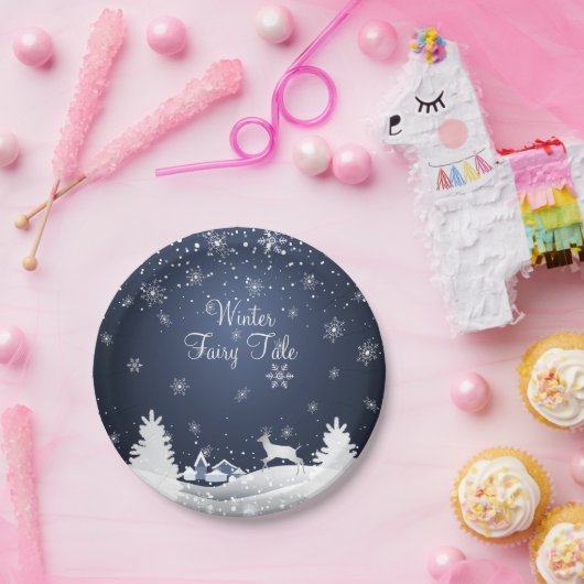 Weihnachtssnowy-Märchen-Fantasie-Wald Pappteller (Party)