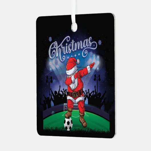 Weihnachtssoccer Ornament Aus Metall (Vorderseite links)