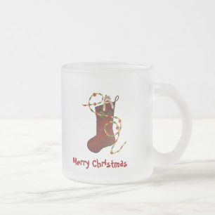 Weihnachtssock-Affe-Tasse Mattglastasse