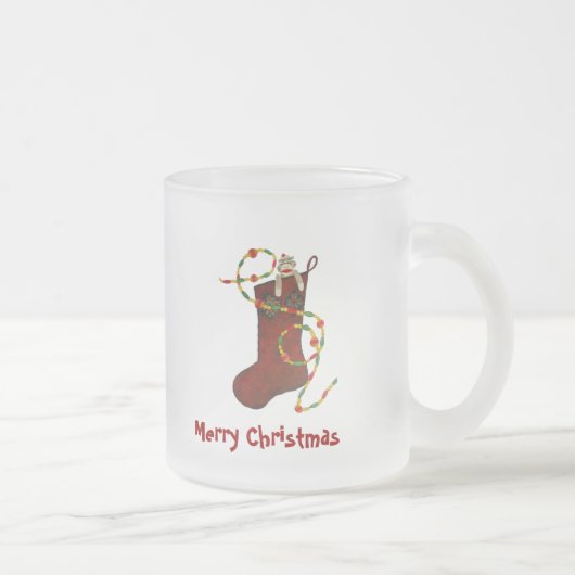 Weihnachtssock-Affe-Tasse Mattglastasse (Rechts)