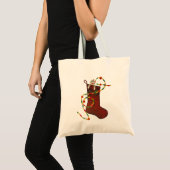 Weihnachtssock-Affen-Tasche Tragetasche (Vorderseite (Produkt))