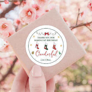 Weihnachtssock Birthday Classic Round Sticker