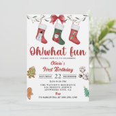 Weihnachtssocke Geburtstagsparty Einladung (Stehend Vorderseite)