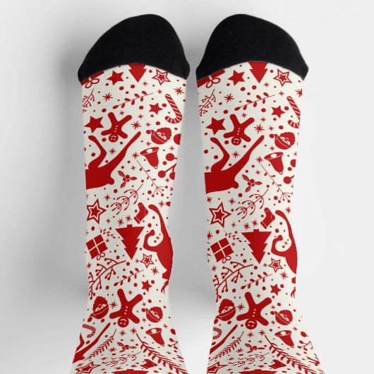 Weihnachtssocke in Rot und Weiß Socken (Oben)