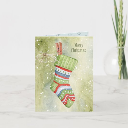 Weihnachtssocke Karte (Vorderseite)