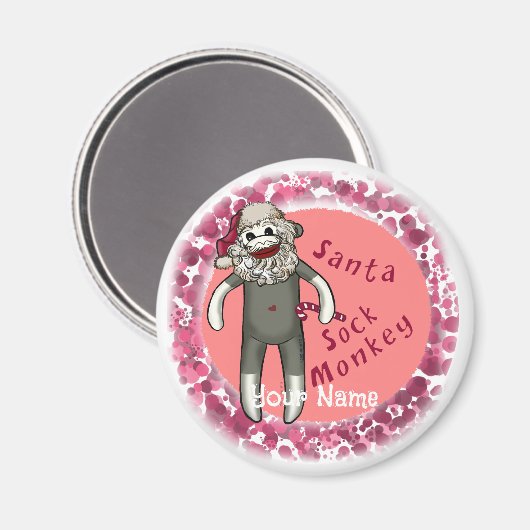 Weihnachtssocke Monkey Santa Magnet (Vorderseite/Rückseite)