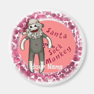 Weihnachtssocke Monkey Santa Magnet