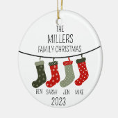 Weihnachtssocken als Familie von vier Keramik Ornament (Links)