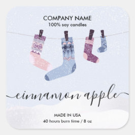 Weihnachtssocken - Etikett für Kerzen Quadratischer Aufkleber