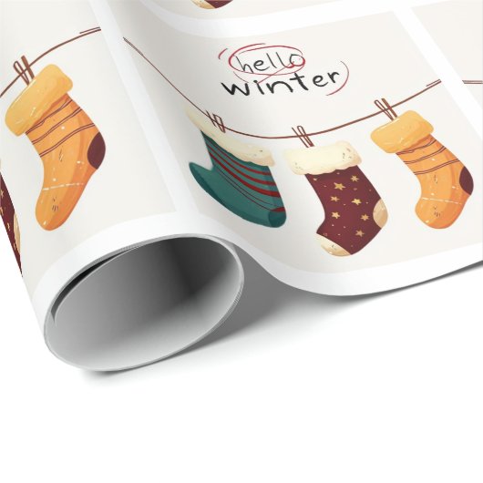 Weihnachtssocken Geschenkpapier (Rolleneckpunkt)