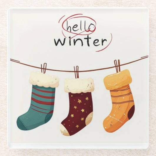 Weihnachtssocken Glasuntersetzer (Vorderseite)