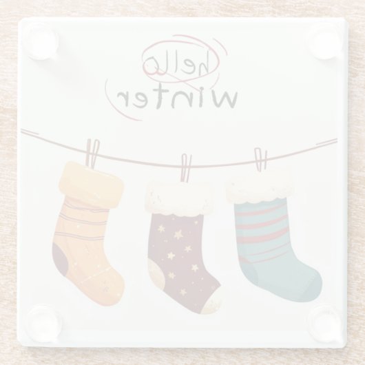 Weihnachtssocken Glasuntersetzer (Rückseite)