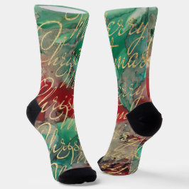 Weihnachtssocken Gold Schriftzüge Socken