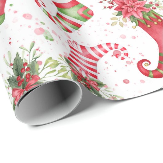 Weihnachtssocken im normalen Maßstab Geschenkpapier (Rolleneckpunkt)