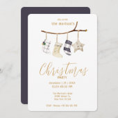 Weihnachtssocken in Aquarellfarbe Boho Stil Einlad Einladung (Vorne/Hinten)