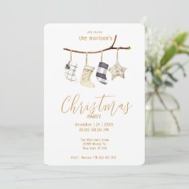Weihnachtssocken in Aquarellfarbe Boho Stil Einlad Einladung