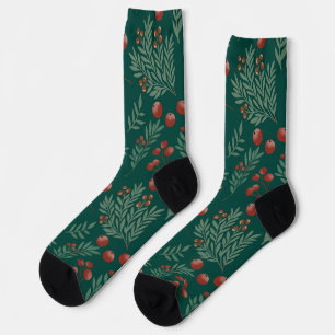 Weihnachtssocken mit festlichen roten Beeren Socken