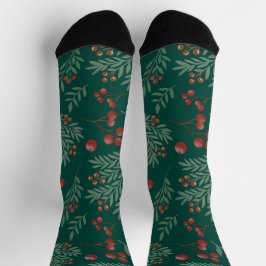 Weihnachtssocken mit festlichen roten Beeren Socken