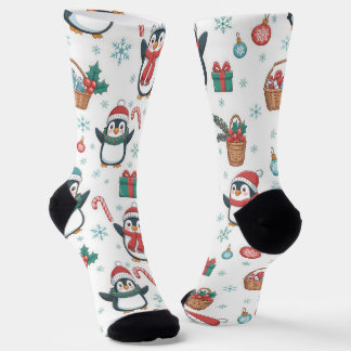 Weihnachtssocken mit Weihnachtspinguinen, Schneefl Socken