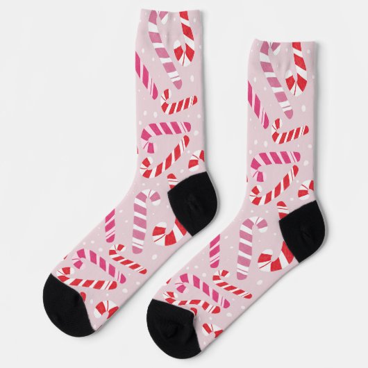 Weihnachtssocken mit Zuckerstangen-Muster Socken (Linkes Detail)