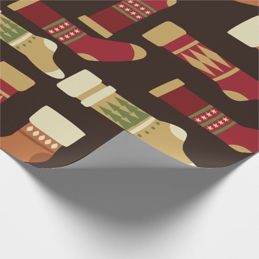Weihnachtssocken Muster Geschenkpapier (Ecke)