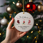 Weihnachtssocken Niedliches Personalisiertes Foto Keramik Ornament<br><div class="desc">Retro Weihnachten Niedliches Personalisiertes Foto Keramik</div>