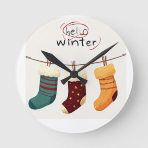 Weihnachtssocken Runde Wanduhr