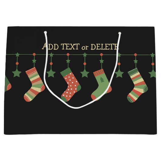 Weihnachtssocken - Saison-Strümpfe fügen Text hinz Große Geschenktüte (Vorderseite)