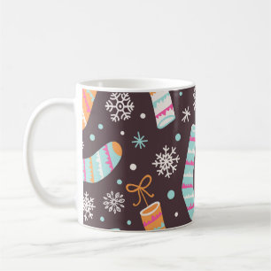Weihnachtssocken und Schneeflocken: Vintages Muste Kaffeetasse
