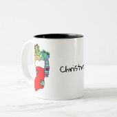 Weihnachtssocken Zweifarbige Tasse (Vorderseite Links)