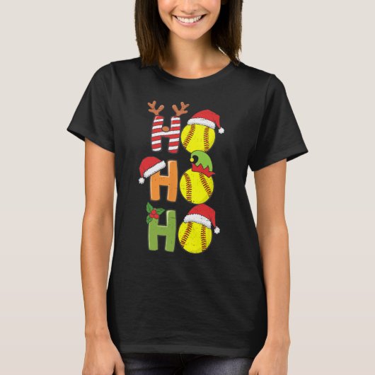 WeihnachtsSoftball Ho Ho Softball Xmas Sport Me T-Shirt (Vorderseite)