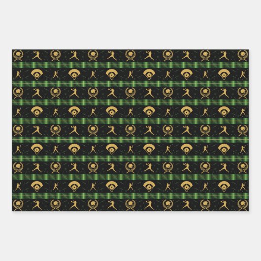 WeihnachtsSoftball-Player - Girls Grüner Karo Geschenkpapier Set (Vorderseite 2)