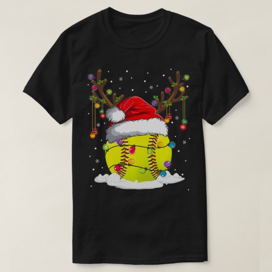 WeihnachtsSoftball Reindeer Funny Weihnachtsmannmü T-Shirt (Design vorne)