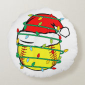 WeihnachtsSoftball Rundes Kissen (Rückseite)